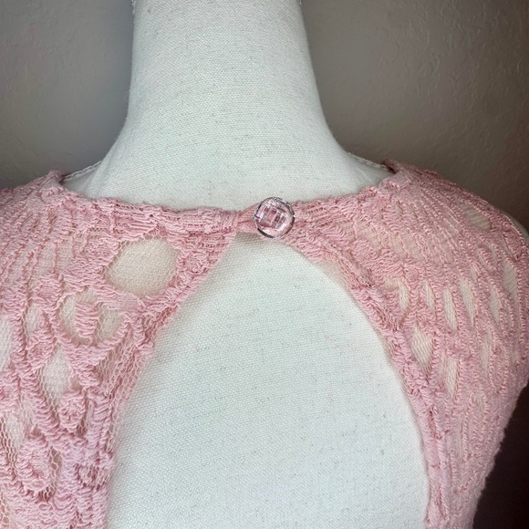 Ginger G Lace Overlay Pink Lined Stretch Dress, Size S - Picture 6 of 12